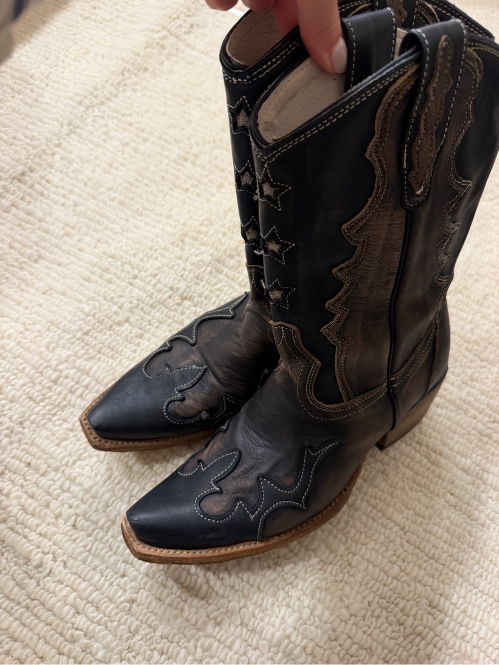 Freebird by Steven Black and Brown Leather Western Heeled Boots - Picture 4 of 9